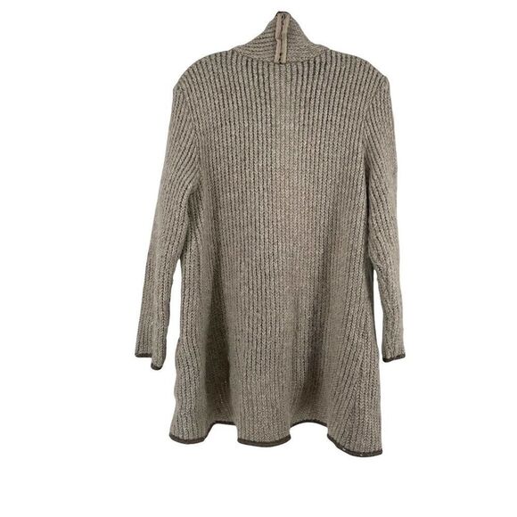 Waverly Grey Cardigan Wool Mohair Gray Open Waterfall Front Size L Chunky Knit - Picture 2 of 7